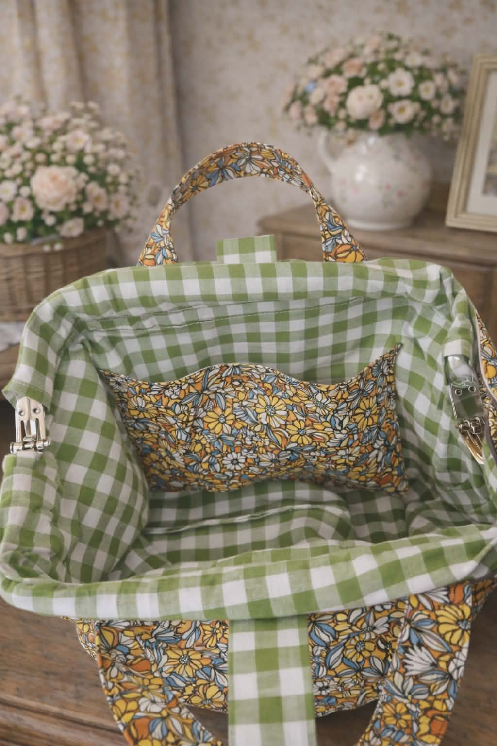 Sac à projet "Champ fleuri"