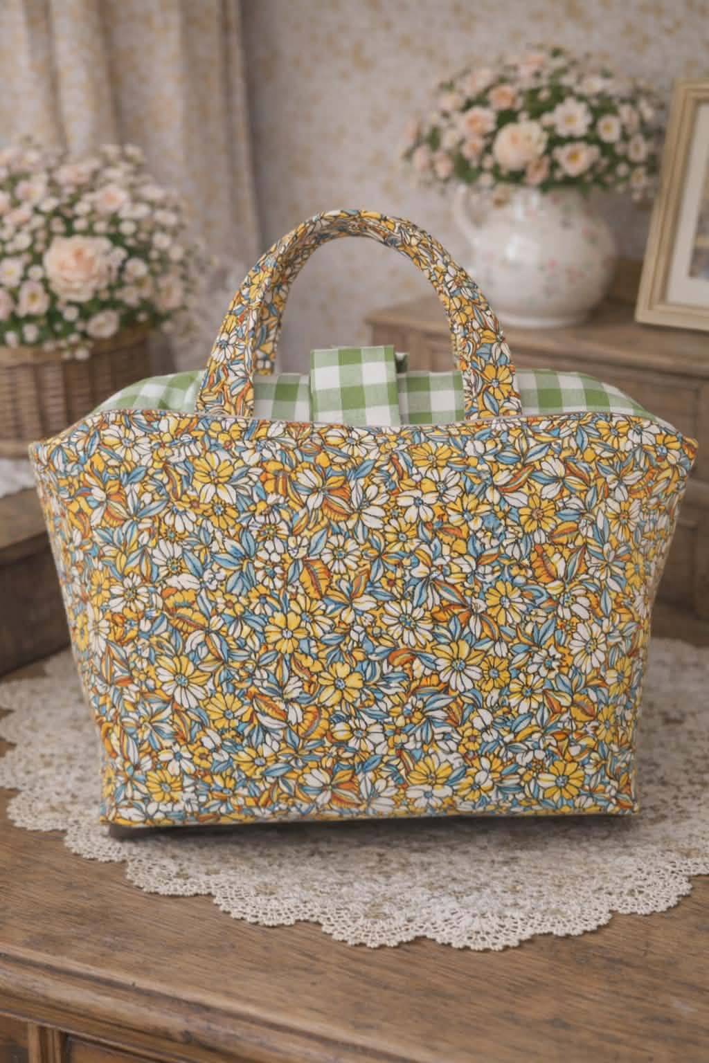 Sac à projet "Champ fleuri"