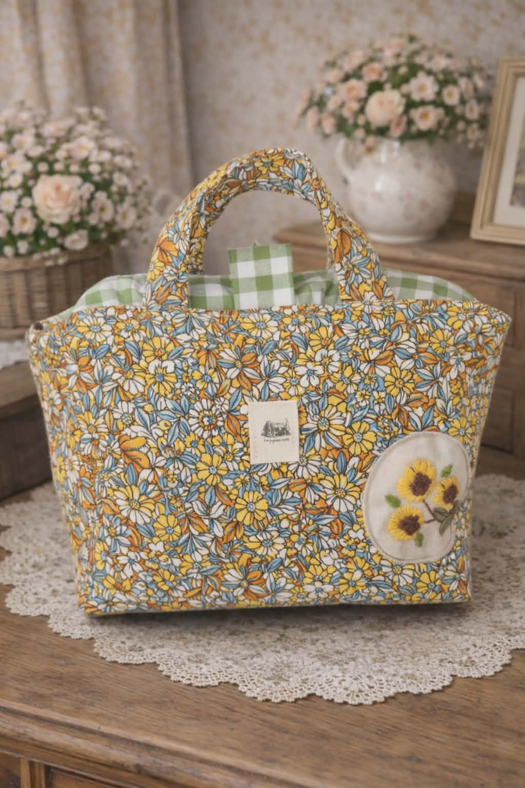 Sac à projet "Champ fleuri"